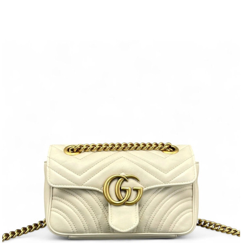 Gucci Chevron Mini GG Marmont Calfskin White Gucci Chevron Mini GG Marmont Calfskin White