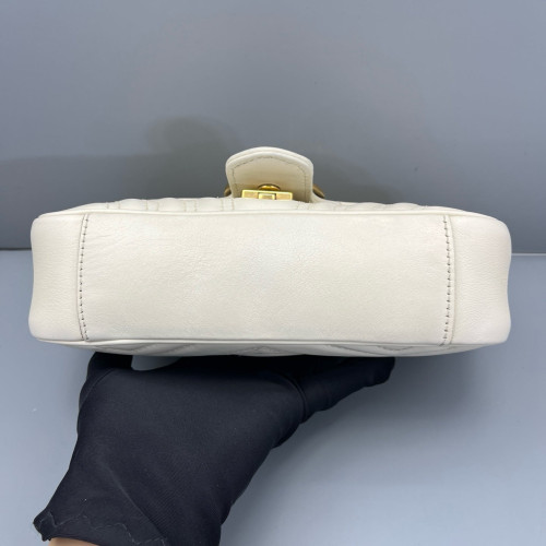 Gucci Chevron Mini GG Marmont Calfskin White Gucci Chevron Mini GG Marmont Calfskin White