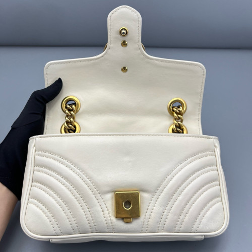 Gucci Chevron Mini GG Marmont Calfskin White Gucci Chevron Mini GG Marmont Calfskin White