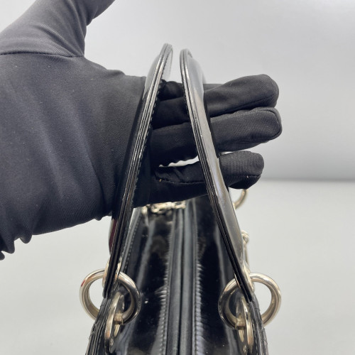 Dior Medium Lady Dior Patent Calfskin Black