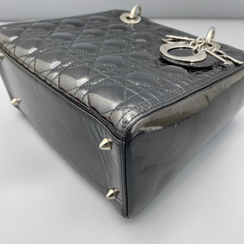Dior Medium Lady Dior Patent Calfskin Black
