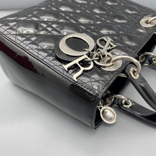 Dior Medium Lady Dior Patent Calfskin Black