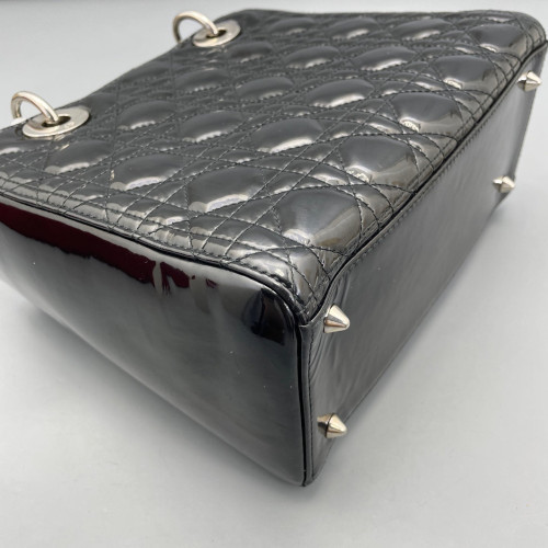 Dior Medium Lady Dior Patent Calfskin Black