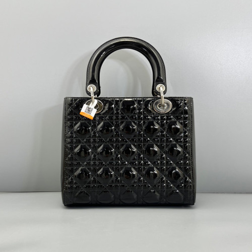 Dior Medium Lady Dior Patent Calfskin Black