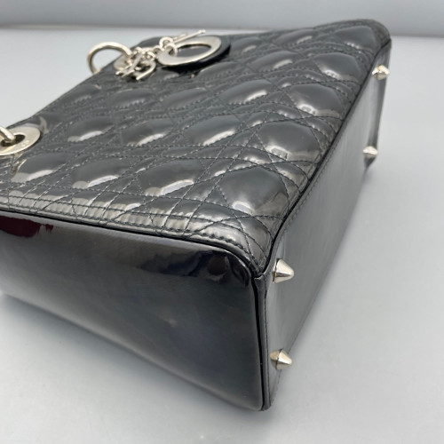 Dior Medium Lady Dior Patent Calfskin Black
