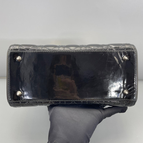 Dior Medium Lady Dior Patent Calfskin Black