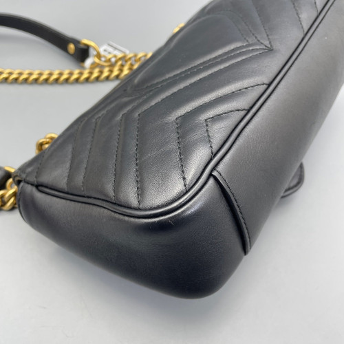 Gucci Chevron Mini GG Marmont Calfskin Black
