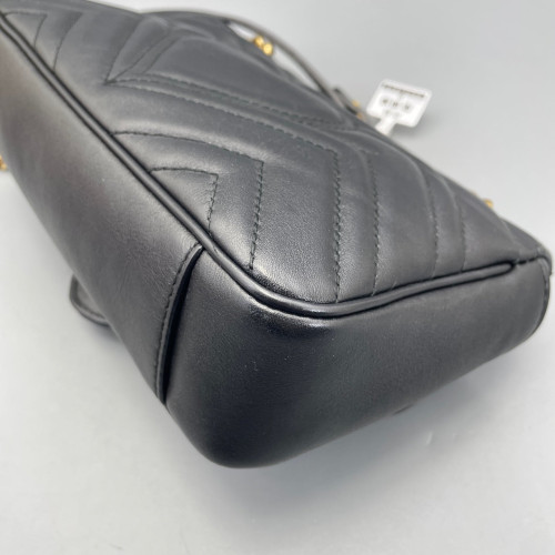 Gucci Chevron Mini GG Marmont Calfskin Black