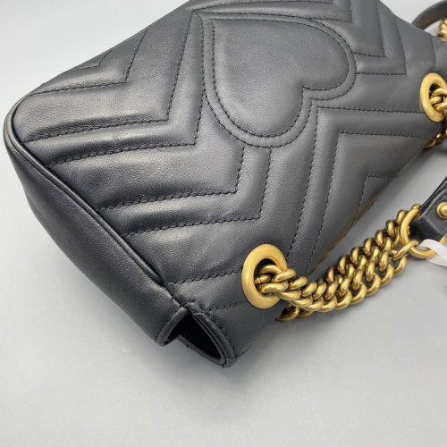 Gucci Chevron Mini GG Marmont Calfskin Black