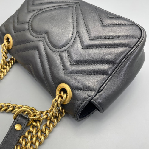 Gucci Chevron Mini GG Marmont Calfskin Black