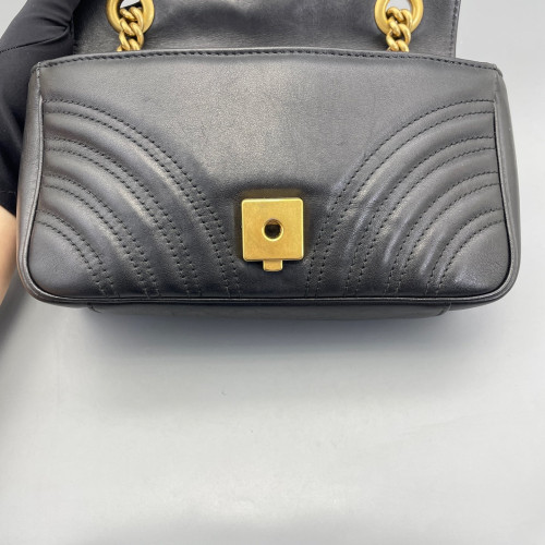 Gucci Chevron Mini GG Marmont Calfskin Black