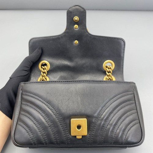 Gucci Chevron Mini GG Marmont Calfskin Black