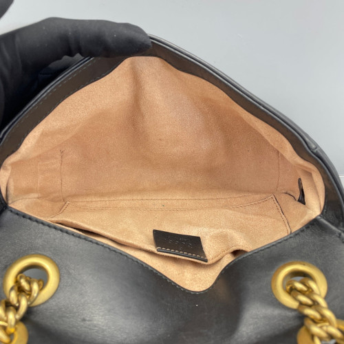 Gucci Chevron Mini GG Marmont Calfskin Black