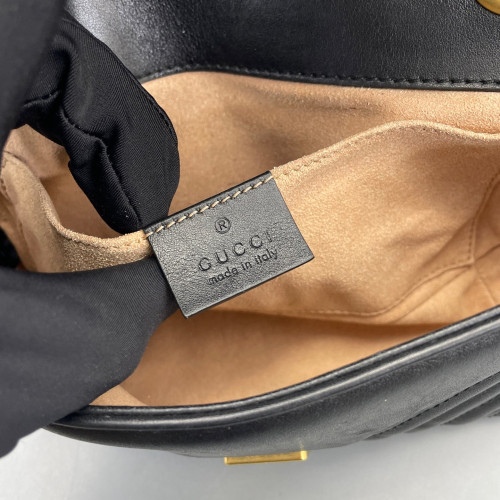 Gucci Chevron Mini GG Marmont Calfskin Black