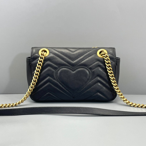 Gucci Chevron Mini GG Marmont Calfskin Black