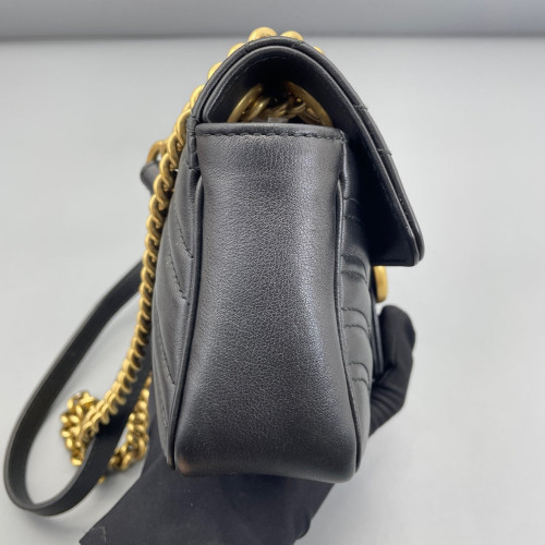 Gucci Chevron Mini GG Marmont Calfskin Black