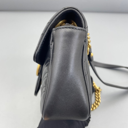 Gucci Chevron Mini GG Marmont Calfskin Black