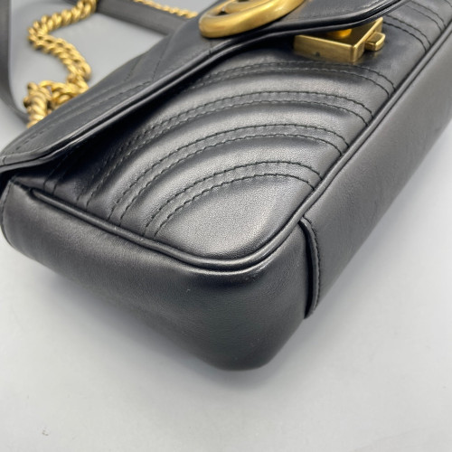 Gucci Chevron Mini GG Marmont Calfskin Black