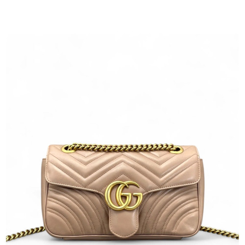 Gucci Chevron Small GG Marmont Calfskin Natural Tan Gucci Chevron Small GG Marmont Calfskin Natural Tan