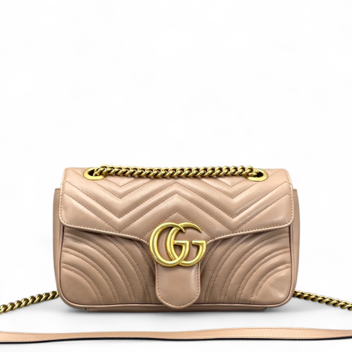 Gucci Chevron Small GG Marmont Calfskin Natural Tan Gucci Chevron Small GG Marmont Calfskin Natural Tan