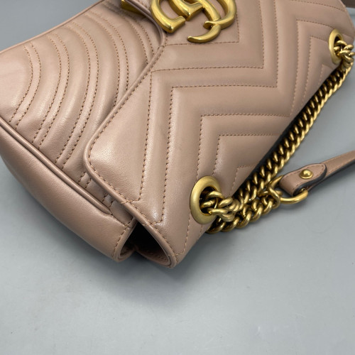 Gucci Chevron Small GG Marmont Calfskin Natural Tan Gucci Chevron Small GG Marmont Calfskin Natural Tan