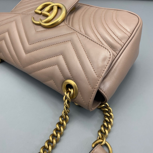 Gucci Chevron Small GG Marmont Calfskin Natural Tan Gucci Chevron Small GG Marmont Calfskin Natural Tan