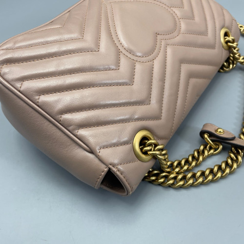 Gucci Chevron Small GG Marmont Calfskin Natural Tan Gucci Chevron Small GG Marmont Calfskin Natural Tan