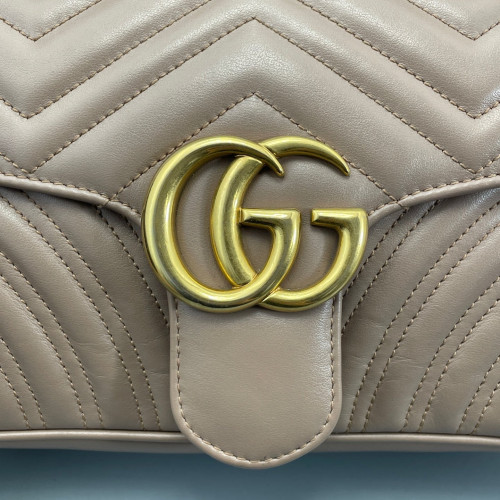 Gucci Chevron Small GG Marmont Calfskin Natural Tan Gucci Chevron Small GG Marmont Calfskin Natural Tan