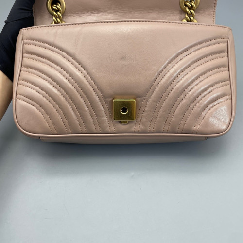 Gucci Chevron Small GG Marmont Calfskin Natural Tan Gucci Chevron Small GG Marmont Calfskin Natural Tan