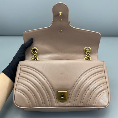 Gucci Chevron Small GG Marmont Calfskin Natural Tan Gucci Chevron Small GG Marmont Calfskin Natural Tan