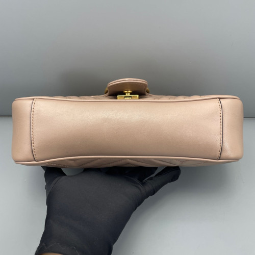Gucci Chevron Small GG Marmont Calfskin Natural Tan Gucci Chevron Small GG Marmont Calfskin Natural Tan