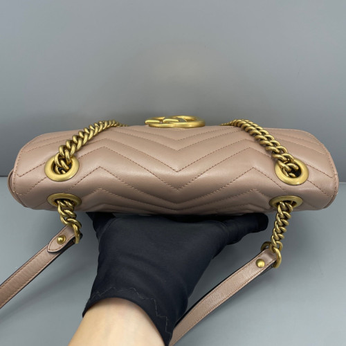 Gucci Chevron Small GG Marmont Calfskin Natural Tan Gucci Chevron Small GG Marmont Calfskin Natural Tan