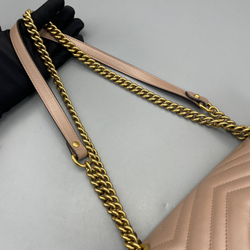Gucci Chevron Small GG Marmont Calfskin Natural Tan Gucci Chevron Small GG Marmont Calfskin Natural Tan