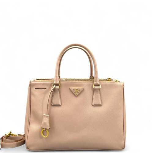 Prada Large Galleria Double Zip Tote Saffiano Calfskin Nude Pink