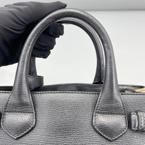 Burberry Small Banner Tote Calfskin House Check Black Red Beige