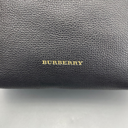 Burberry Small Banner Tote Calfskin House Check Black Red Beige