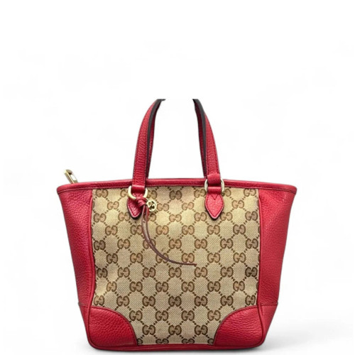 Gucci Small Ophidia Open Bucket GG Monogram Grained Calfskin Brown Red
