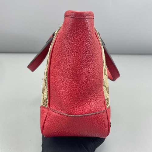 Gucci Small Ophidia Open Bucket GG Monogram Grained Calfskin Brown Red