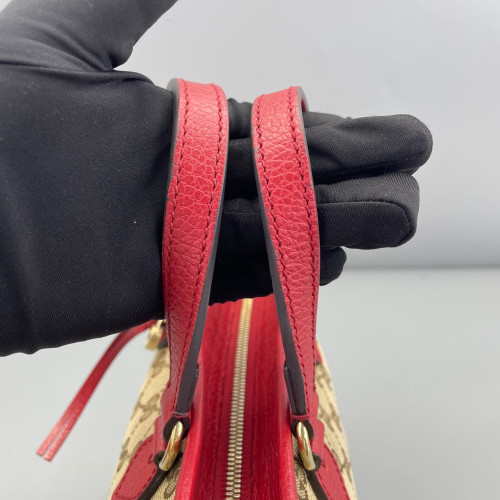 Gucci Small Ophidia Open Bucket GG Monogram Grained Calfskin Brown Red