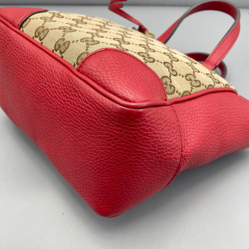 Gucci Small Ophidia Open Bucket GG Monogram Grained Calfskin Brown Red