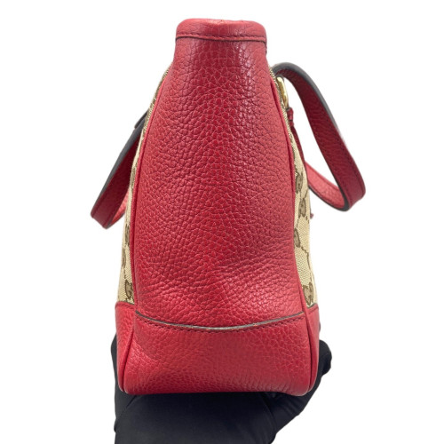 Gucci Small Ophidia Open Bucket GG Monogram Grained Calfskin Brown Red