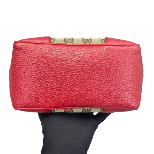 Gucci Small Ophidia Open Bucket GG Monogram Grained Calfskin Brown Red