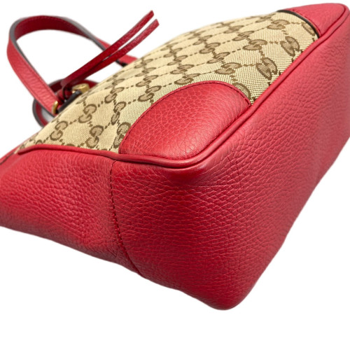 Gucci Small Ophidia Open Bucket GG Monogram Grained Calfskin Brown Red