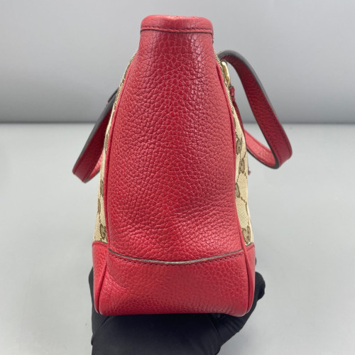 Gucci Small Ophidia Open Bucket GG Monogram Grained Calfskin Brown Red