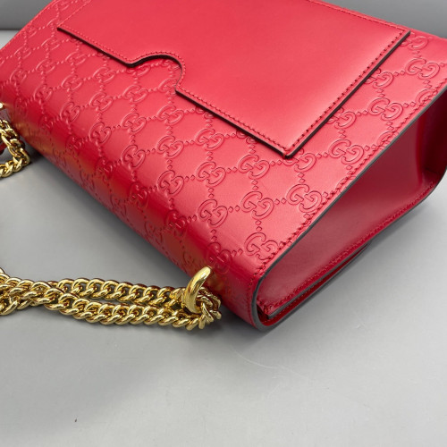 Gucci Medium Padlock Shoulder Bag Guccissima Red