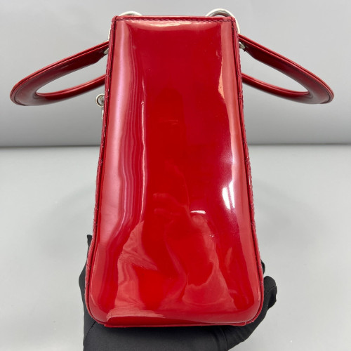 Dior Medium Lady Dior Patent Calfskin Red