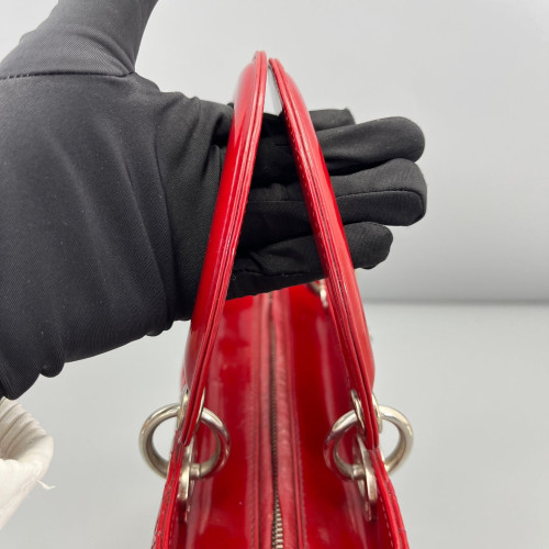 Dior Medium Lady Dior Patent Calfskin Red