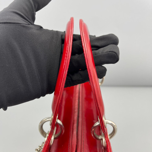 Dior Medium Lady Dior Patent Calfskin Red