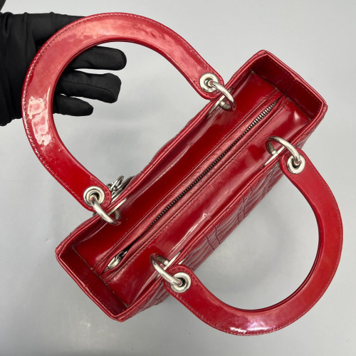 Dior Medium Lady Dior Patent Calfskin Red