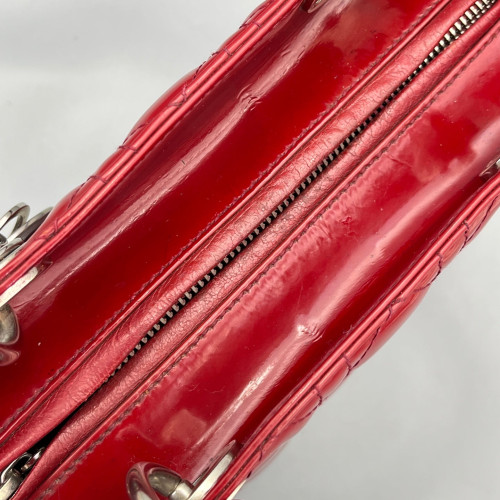 Dior Medium Lady Dior Patent Calfskin Red